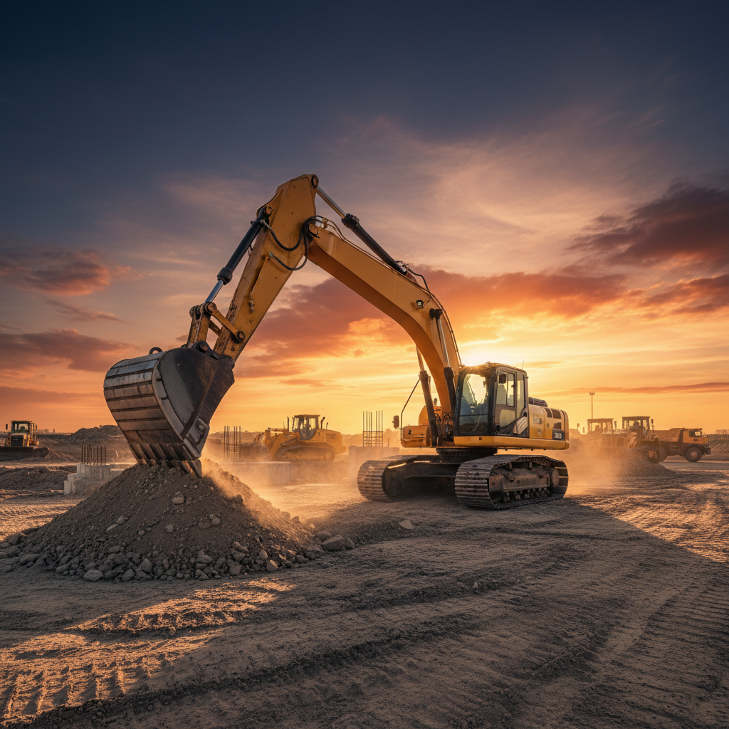 Excavator at sunset